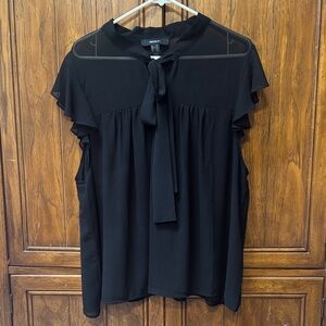 Forever 21 Black Tie-Neck Blouse